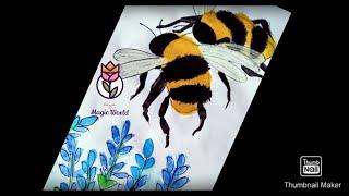 Simple way to draw a bubblebee - Kids Art - Beginners Tutorial - Watercolor painting