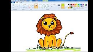 How to Drawing Cute Lion in Ms Paint tutorial step by step