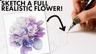 The EASIEST way to draw a realistic flower.