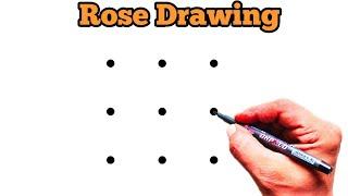 ROSE Drawing Easy  How to Draw a Rose step by step  Dots Drawing