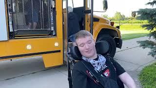 Sam getting on school bus for 1st day of summer school at Waldron 7.1.24 @onthatnote