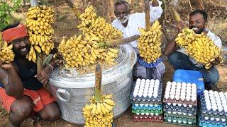 KING of BANANA EGG Cake  Prepared by Daddy Arumugam  Banana Hunters inside  Village food factory