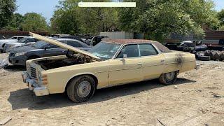 CLASSIC BIG BODY 1977 FORD LTD with SUPER CLEAN INTERIOR gets CRUSHED FLAT ANNIVERSARY CRUSH