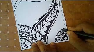 Menggambar Batik Tangle Art Step by Step