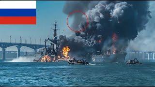 CRAZY ACTION Ukraines first F-16 squadron destroys Russian flagship guarding Criema bridge