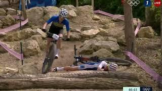 Loana Lecomte Crash Loana Lecomte injury update at Mountain Biking womens Cross Country Olympics