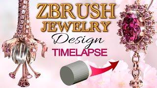 Fuchsia Flower Earrings ZBrush Jewelry Design Timelapse Aleksandr Platonychev