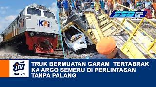 NGAWI - Truk Bermuatan Garam  Tertabrak KA Argo Semeru Di Perlintasan Tanpa Palang