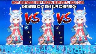 How Sigewinne Buff Furina Elemental Skill DMG - Sigewinne C0-C1 DMG Buff Comparison