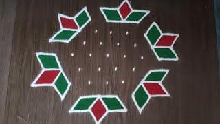 Easy rangoli for 22 January 9×5 dots rangoli designs for ram aayenge  Ram aayenge special rangoli
