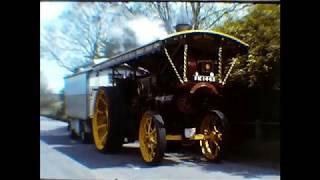 Burrell showmans steam traction engine 2894 Pride of Worcester steaming on the road early 1980s.