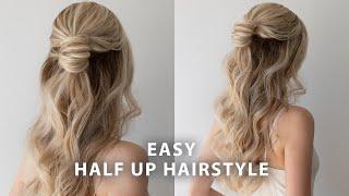 Easy Half Up Half Down Hair Tutorial  Prom Bridal Wedding Hairstyle for Medium - Long Hair