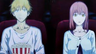 Chainsaw man-Denji and Makima watching movie scene anime sus moments