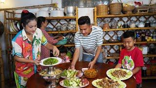  Happy dinner  Big family in countryside enjoy dinner together - Sreypov life show