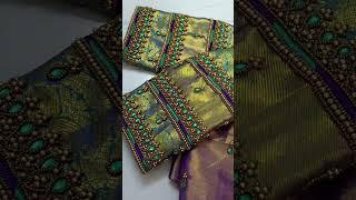 Aariwork in blouse sleeves #aariwork #aariworkdesign #handwork