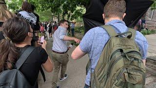 Pro-Palestine mob at University of Toronto harassed reporters on July 03 2024