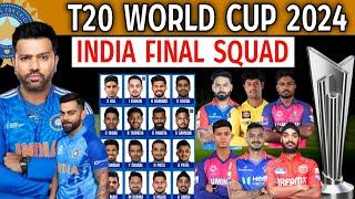 T20 World Cup 2024  Team India 15 Members Final Squad  India Squad World Cup 2024