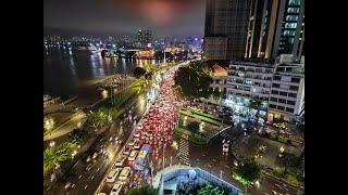 Ho Chi Minh traffic on a wet night - Vietnam