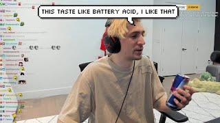 xQc gives his Explanation for Drinking Red Bull everyday