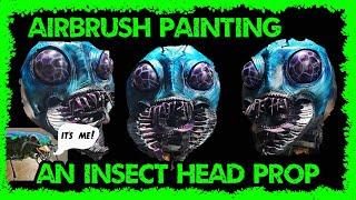 airbrush painting a giant insect bug beetle scary prop