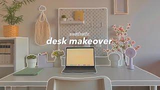 desk makeover 🪴  minimalist setup aesthetic desk organization ikea haul 