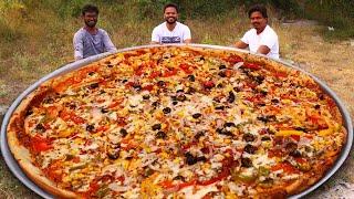 Giant Pizza Recipe  Amazing Veg Pizza Cooking by Our Grandpa Kitchen