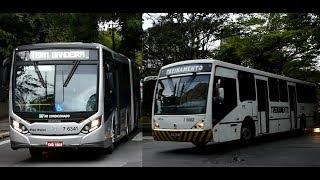 Ônibus na entrada do Terminal Santo Amaro Brazilian Buses