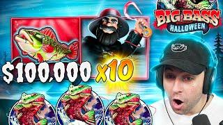 I got a MAX BET BONUS on the *NEW* BIG BASS HALLOWEEN MASSIVE FISH Bonus Buys