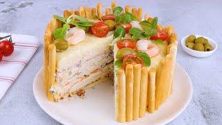 Tramezzino cake place it in the center of the table for a beautiful and appetizing appetizer