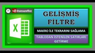 #Excel Gelişmiş Filtre Tablodan Liste Şeklinde Verileri Çekme #Makro İle Tekrarlanmasını Sağlamak