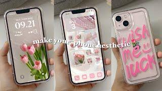 iOS16 Aesthetic Pink Home Screen Customization  cute wallpaper widget and icon app