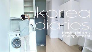 solo in seoul  moving in empty apartment tour shopping organizing