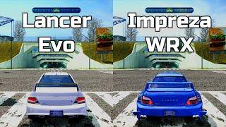 NFS Most Wanted Mitsubishi Lancer Evo 8 vs Subaru Impreza WRX STI - Drag Race