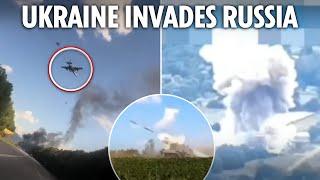 Dramatic footage shows Ukrainian jets & troops storm into RUSSIA sending Putin supporters into panic