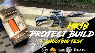 Testing the Friction Pro Hop Up Bucking by 4uad Smart Airsoft  MK18 build  50m shooting test