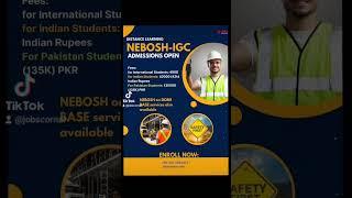 Admission is open for nebosh igc #neboshinindia #neboshdonebase #donebase #iosh #osha #nebosh