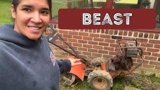 Rototiller beast and new garden.