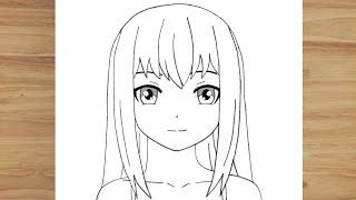 Easy anime drawing  how to draw anime girl easy step by step