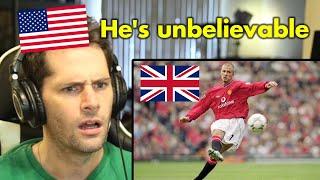 American Reacts to David Beckhams Most ICONIC Goals