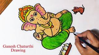 Lord Ganesha Drawing full body  How to Draw Ganesh Chaturthi Drawing  Ganpati Drawing