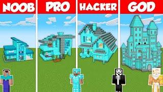 DIAMOND BLOCK HOUSE BUILD CHALLENGE - Minecraft Battle NOOB vs PRO vs HACKER vs GOD  Animation