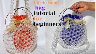 HOW TO MAKE ROUND BEADED  BAGCIRCLE BAG TUTORIALBEAD BAG TRENDING BEAD BAGHOW TO MAKE PEARL BAG