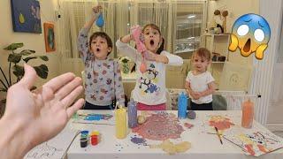 Eylül ve Poyraz Alçı Kullanarak Renkli Boyalar Hazırladı Resim Yaptı  fun kids video