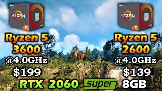 Ryzen 5 3600 vs Ryzen 5 2600  RTX 2060 SUPER 8GB  1080p 1440p Benchmark