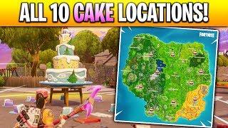 Dance in Front of different Birthday Cakes LOCATIONS in Fortnite ALL 10 BIRTHDAY CAKE LOCATIONS