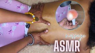 ASMR  Back rub + massage  hot brushing scratching skin pulling + knot removal