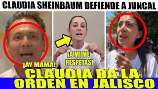 CLAUDIA  SHEINBAUM DEFIENDE A JUNCAL SOLANO LE DA ORDEN ALF4RO ¡A MI ME RESPETAS