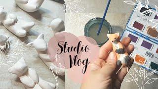 Sculpt & Underglaze Ceramic Clay Animals With Me - Small Business Ceramics Studio Vlog #1