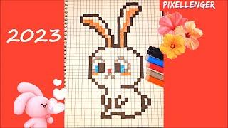 Зайка Как рисовать по клеточкам Кролика Простые рисунки Символ 2023 How to Draw Hase Pixel Art