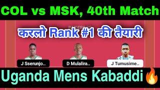 COL vs MSK Dream11 Kabaddi Team COL vs MSK Dream11 Prediction col vs msk dream11 starting 7